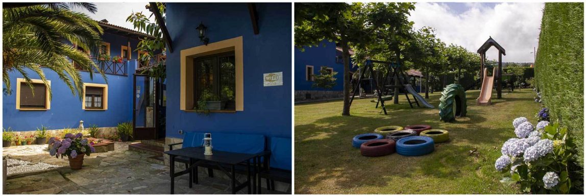 Zona infantil Casa rural con jardín y piscina en Asturias y vistas al mar